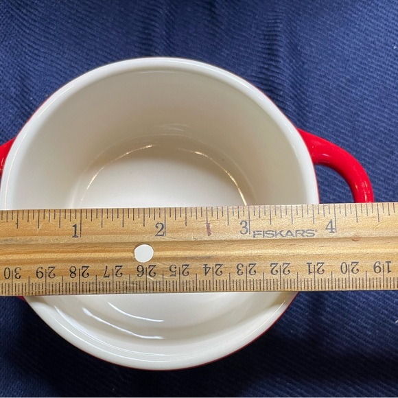 Set of 6 Crofton Lidded Mini Ceramic Casserole Dishes in Red Ang White - Picture 6 of 8
